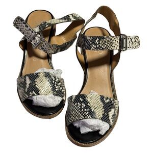 Franco Sarto Black and Cream Snakeskin Sandals GUC